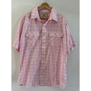 Western Aloha Mens Size XXL Pink Plaid Pearl Snap Short Sleeve Palaka Shirt